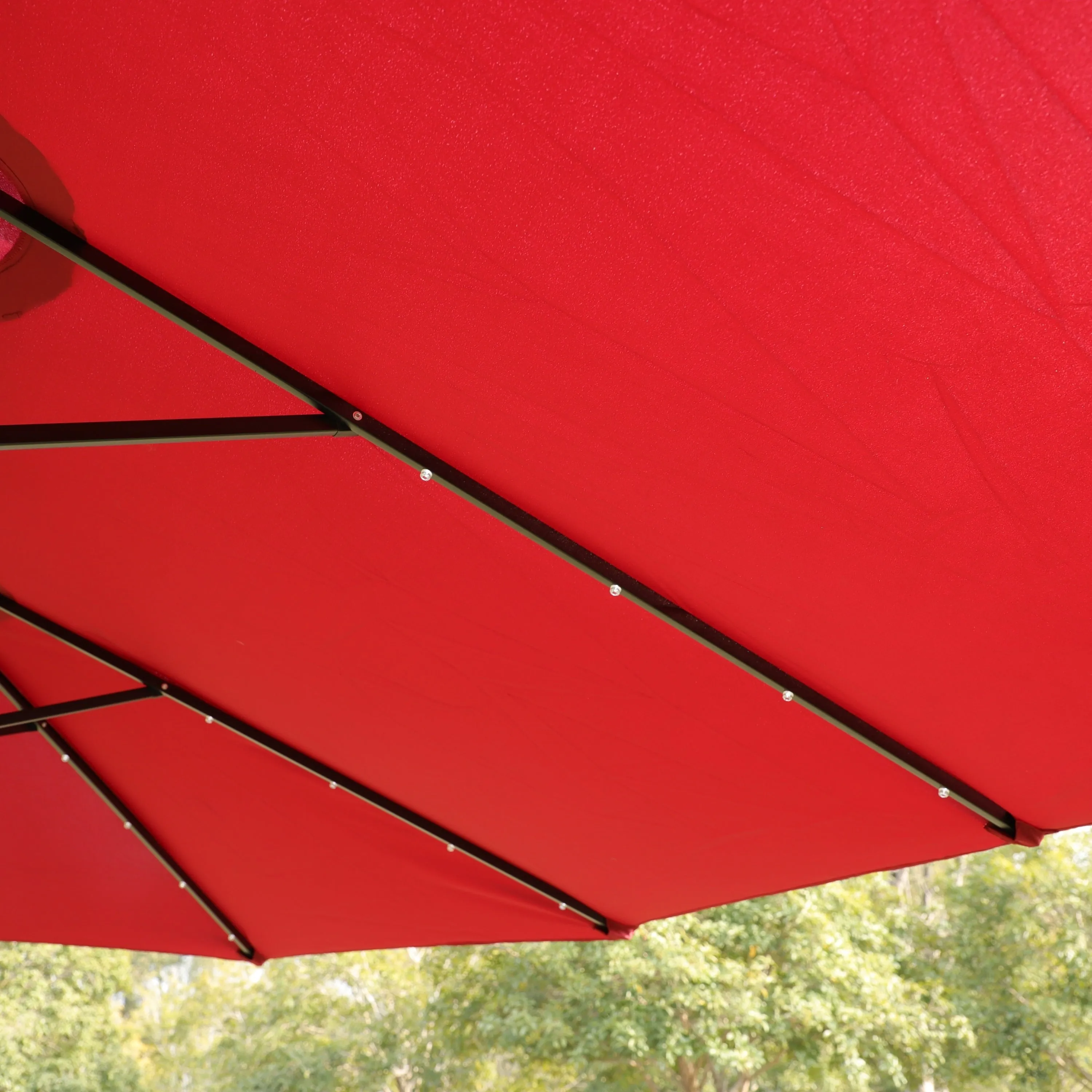 15x9ft Large Double-Sided Rectangular Outdoor Twin Patio Market Umbrella with light and base- red