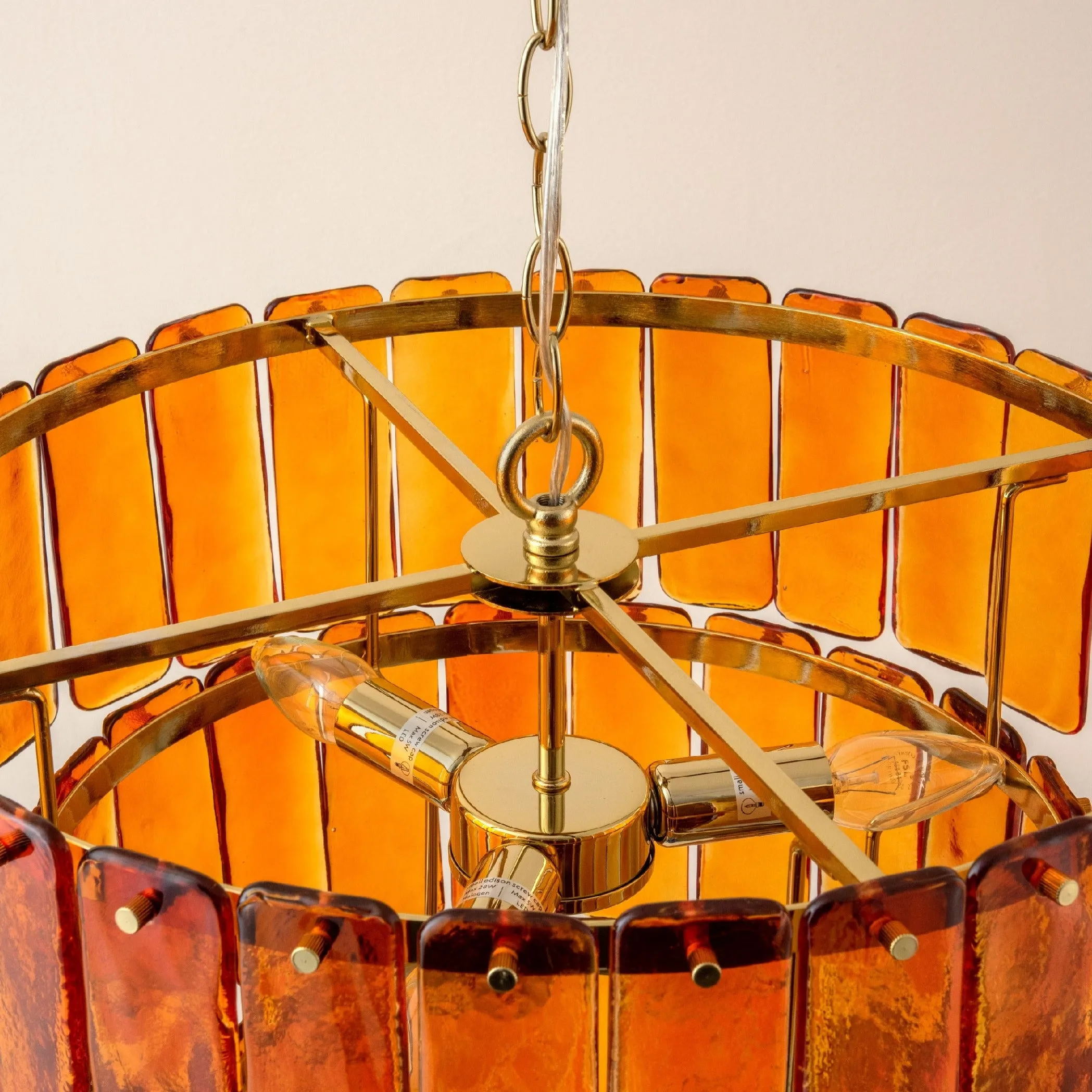 3 Tier Glass Chandelier | Amber