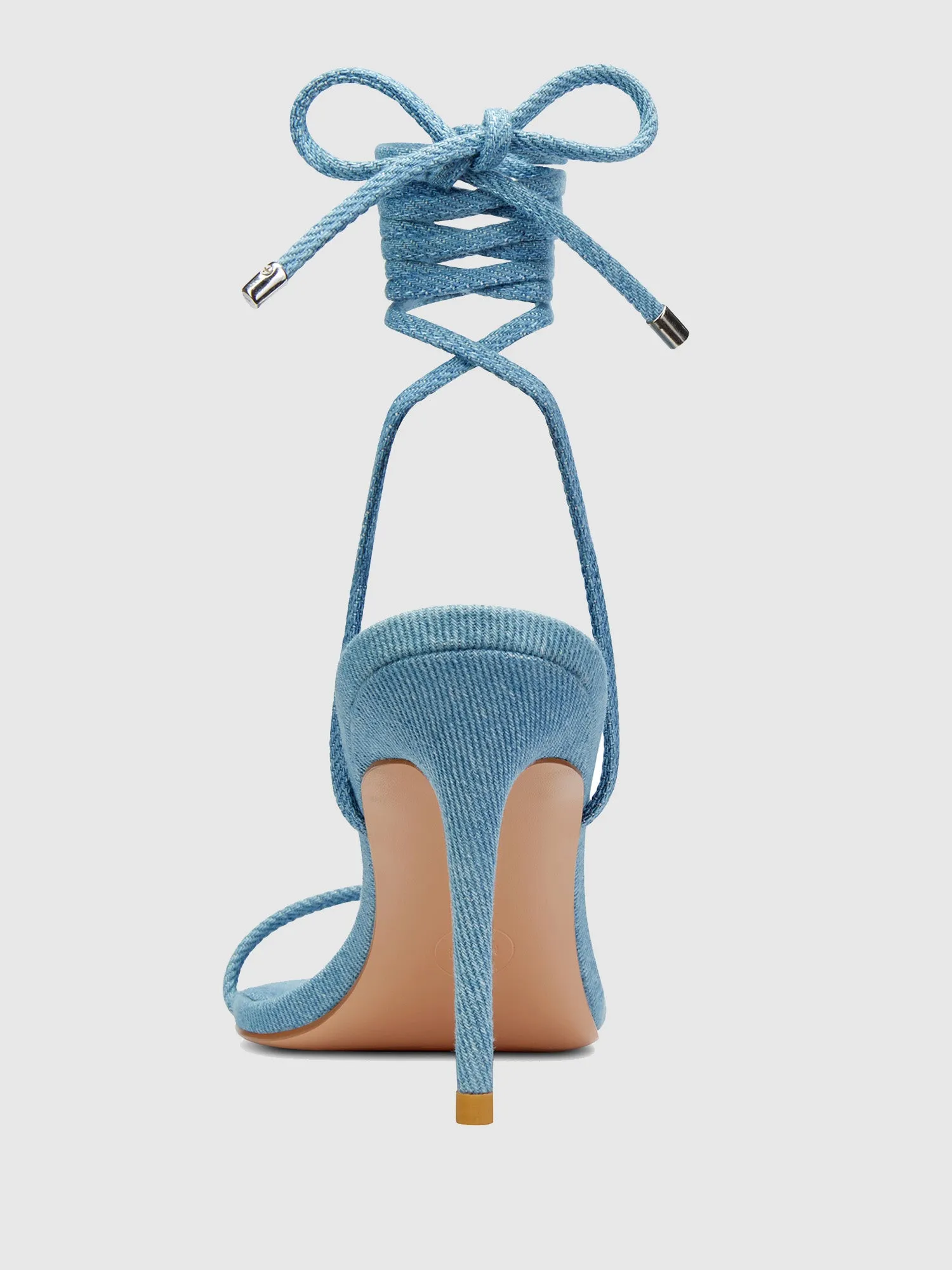 3.0 Barely There Lace Up Heel- Denim