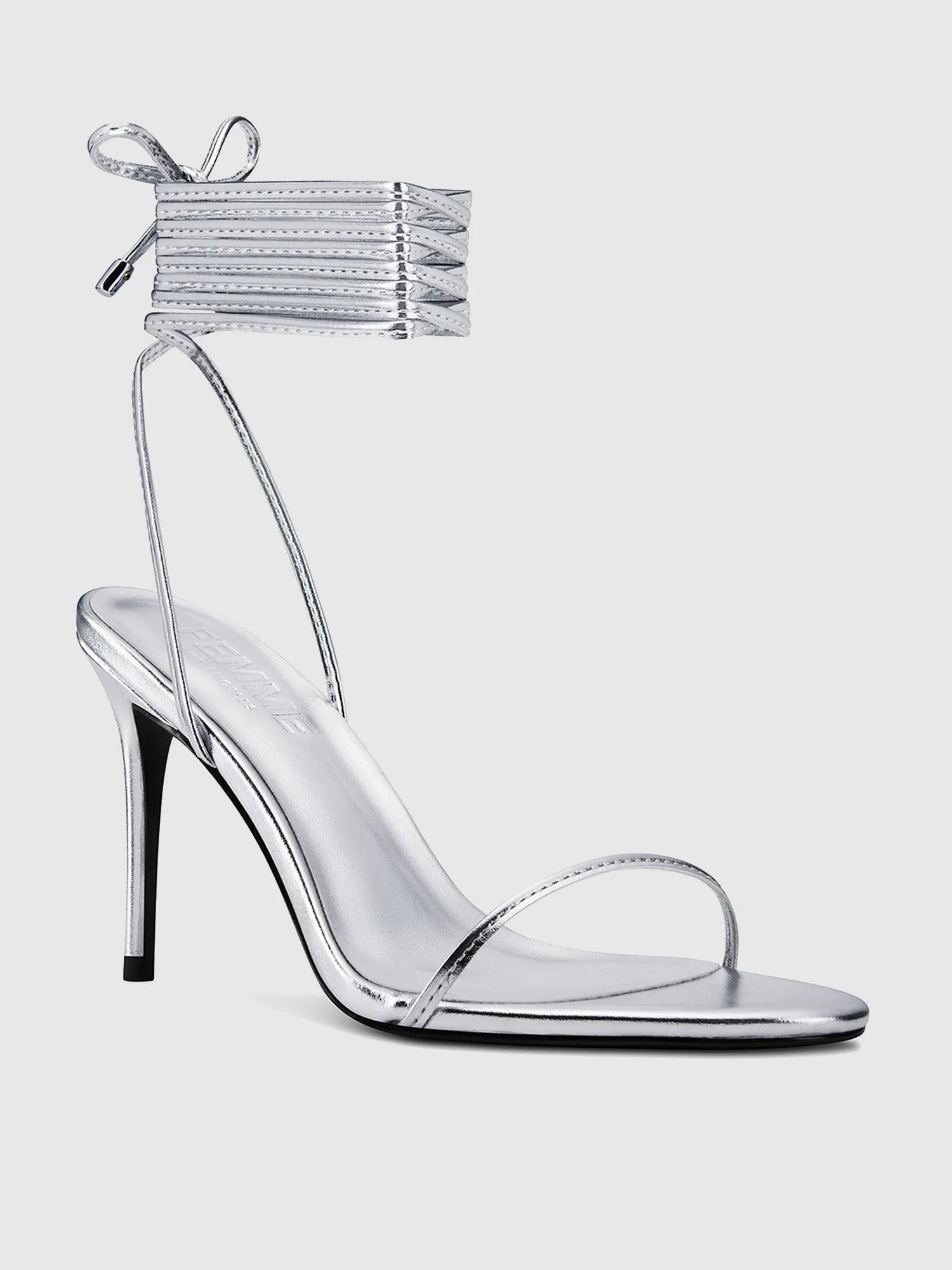 3.0 Barely There Lace Up Heel- Silver