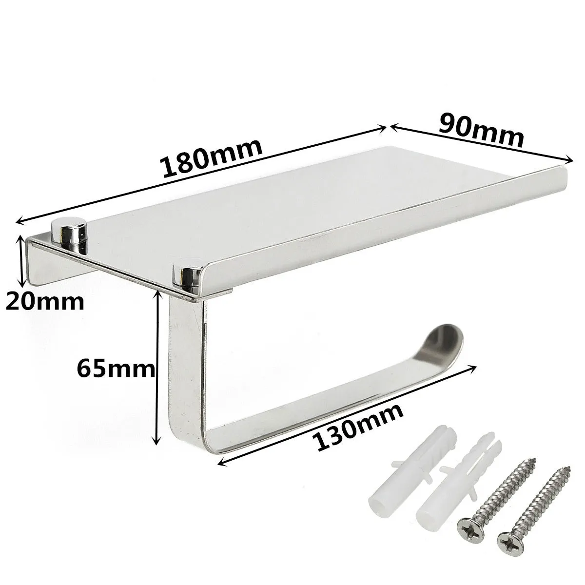 304 Stainless Steel Double Toilet Paper Holder Bathroom Roll Tissue Roller Holder Wall Storage Shelf Rack