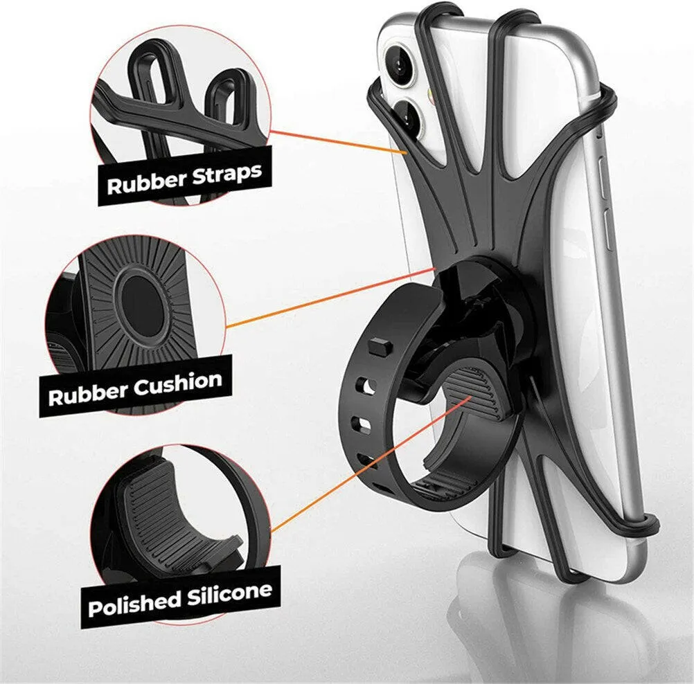 360 Rotatable Bicycle Phone Holder Silicone Motorcycle Stand Bracket GPS Support For Iphone 11 Xiaomi 10 Huawei P40