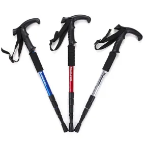 4-Section Outdoor Walking Stick Portable Telescopic Trekking Pole Anti Skid Aluminium Alloy Cane Elderly Camping Climbing Stick