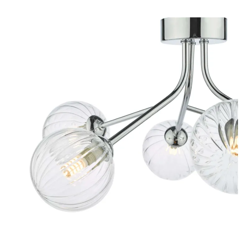 55700 6 Lt Semi Flush Chrome Ceiling Light