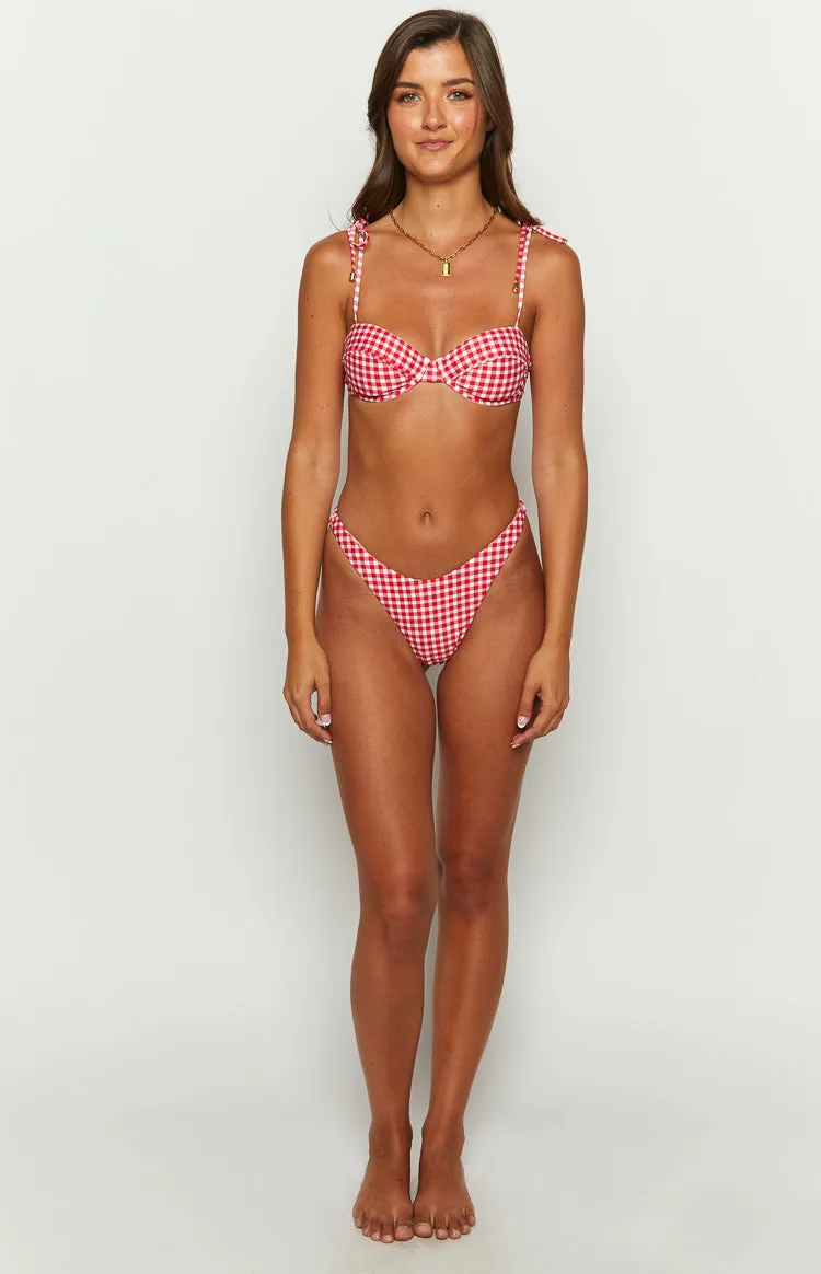 9.0 Swim Bianca Red Gingham Bikini Top