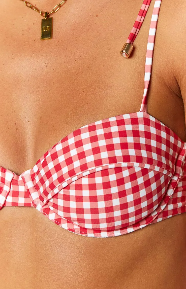 9.0 Swim Bianca Red Gingham Bikini Top