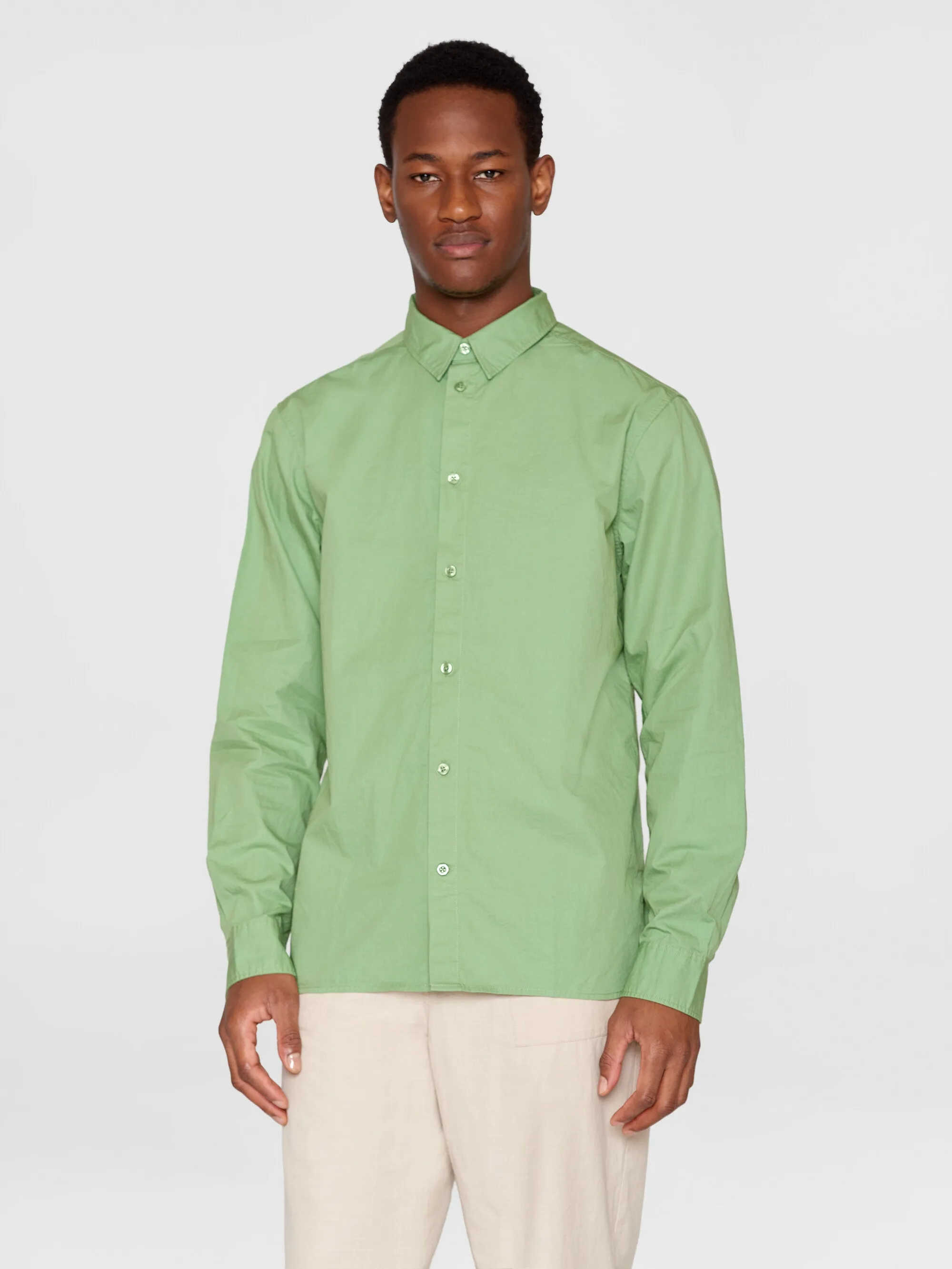 ALF regular crispy cotton shirt - GOTS/Vegan - Shale Green