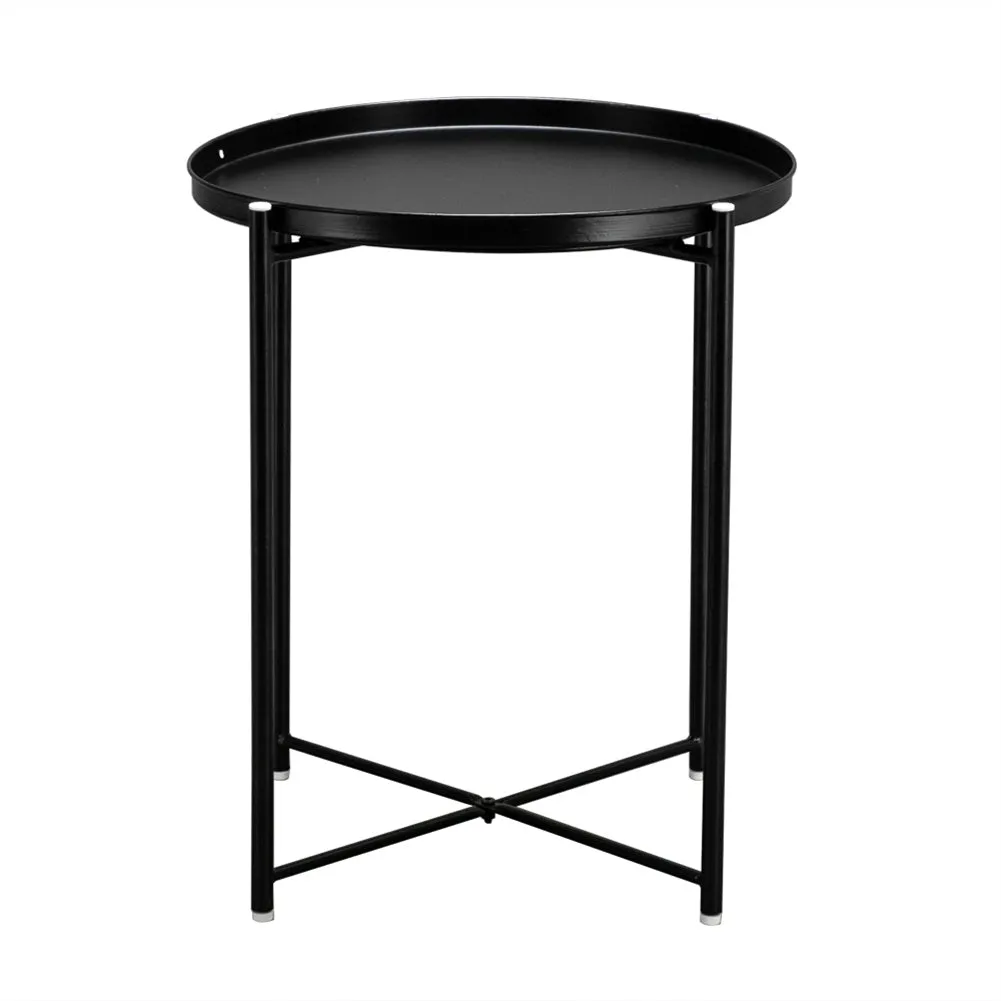 AMYOVE Round Table Living Room Sofa Bed Side Table Black