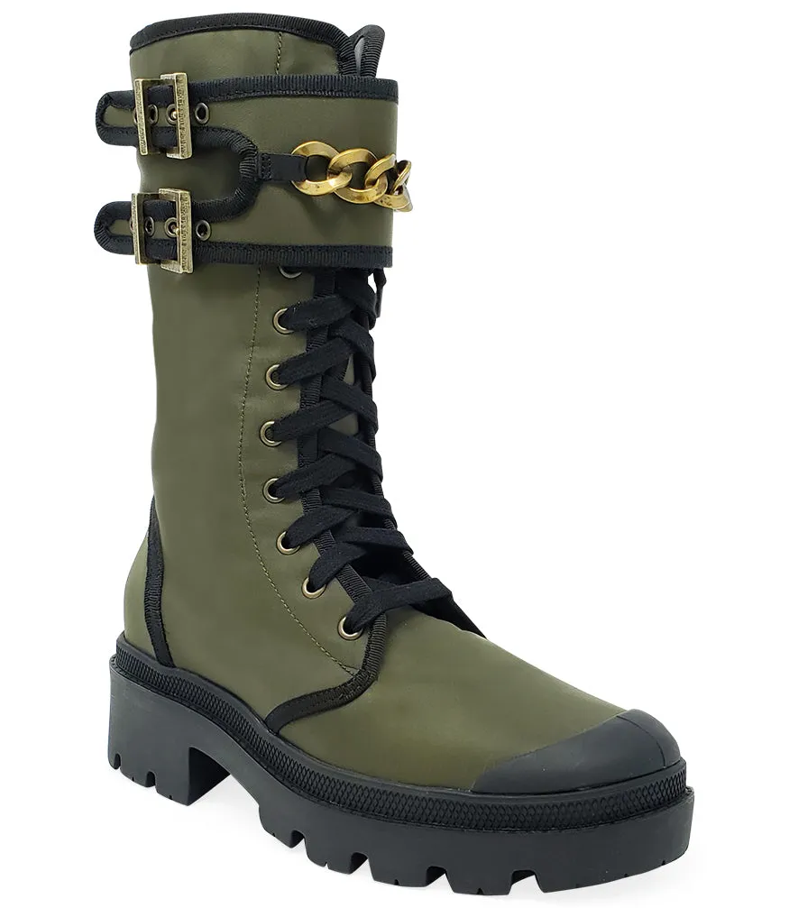 Army Green Vegan Chain Boot