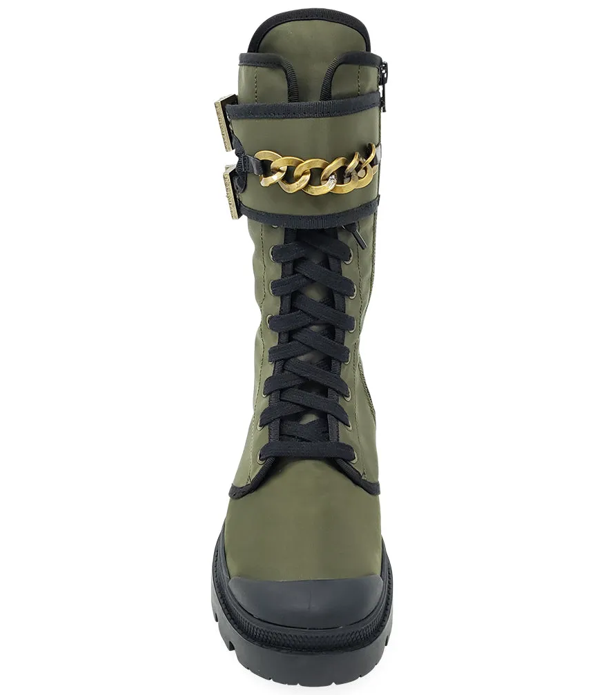 Army Green Vegan Chain Boot