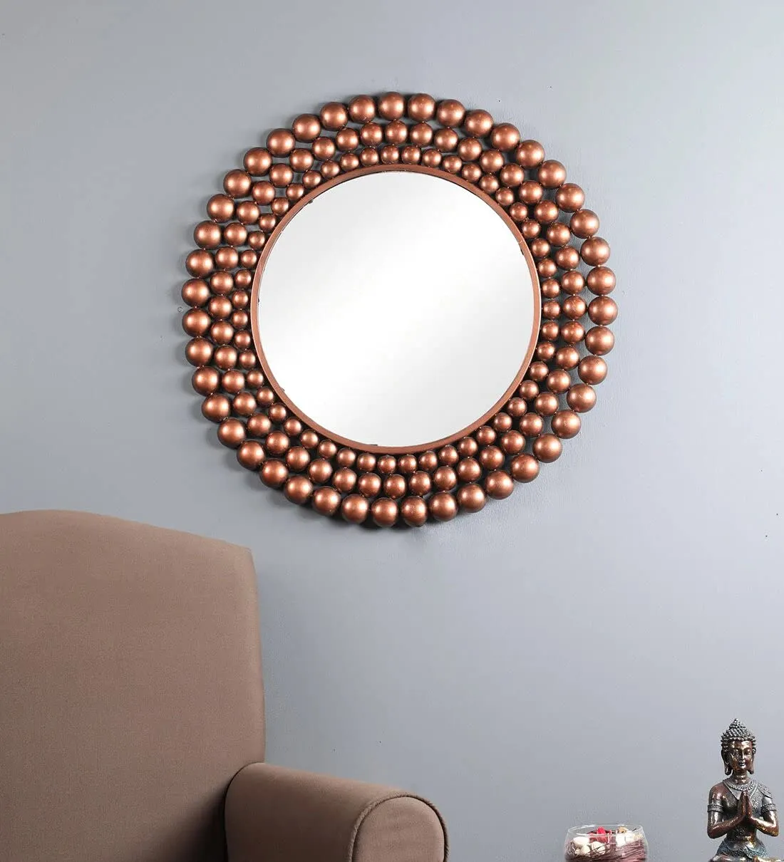 Arsalan Arslan De-Coppera Decorative Mirror | Wall Mounted Hanging Mirror for Home Decor | Round| Framed