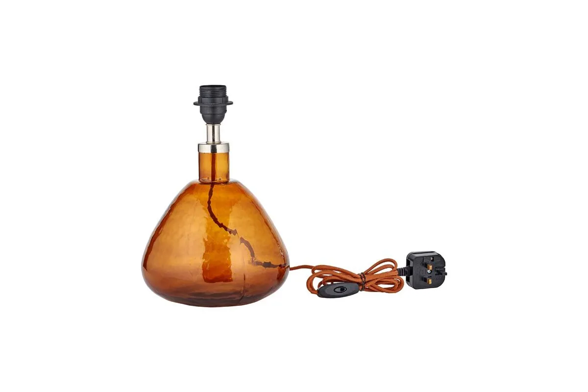 Baba Recycled Glass Lamp - Burnt Amber - Small Wide