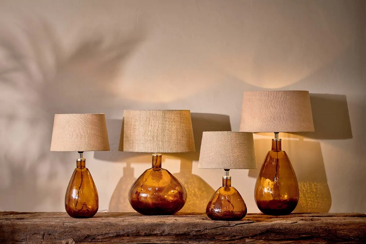 Baba Recycled Glass Lamp - Burnt Amber - Small Wide