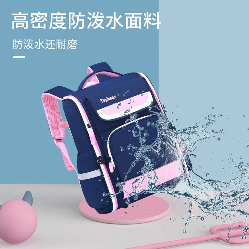 Back to school Korean Kid Schoolbags Elementary School Backpack Reflective Strip Spine Protection Backpack Large-capacity Waterproof School Bag