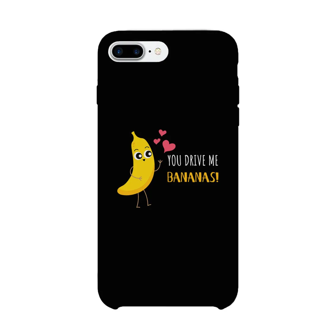 Bananas and Apple Matching Black Couple Phone Cases