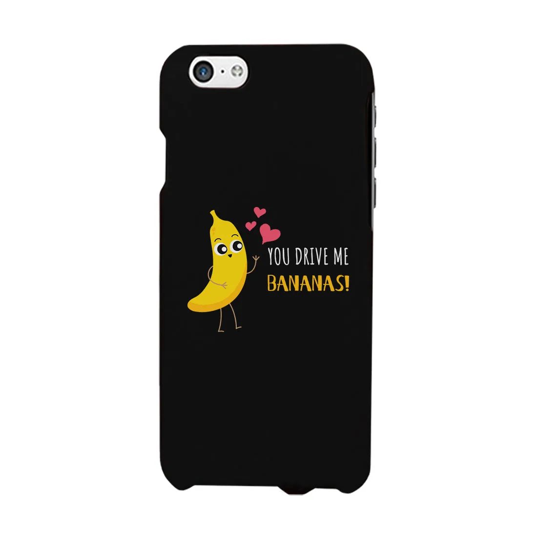 Bananas and Apple Matching Black Couple Phone Cases