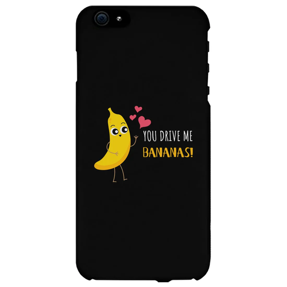 Bananas and Apple Matching Black Couple Phone Cases