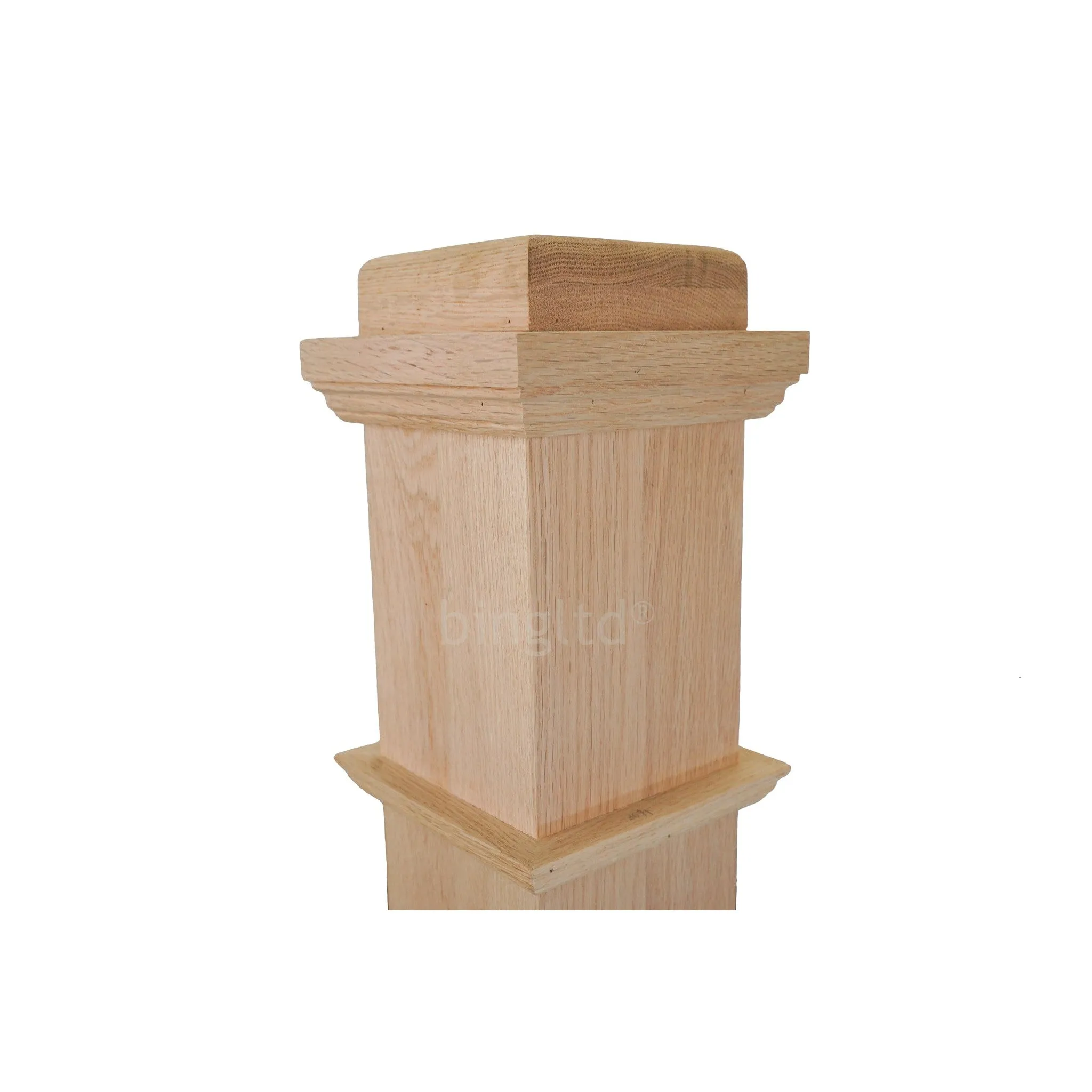 bingltd - 6.25" Unfinished Red Oak Fluted Box Newel Post (SP4091-RO-UNF)