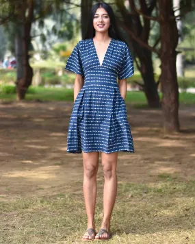 Blue Blockprinted Shift Dress - Nupur