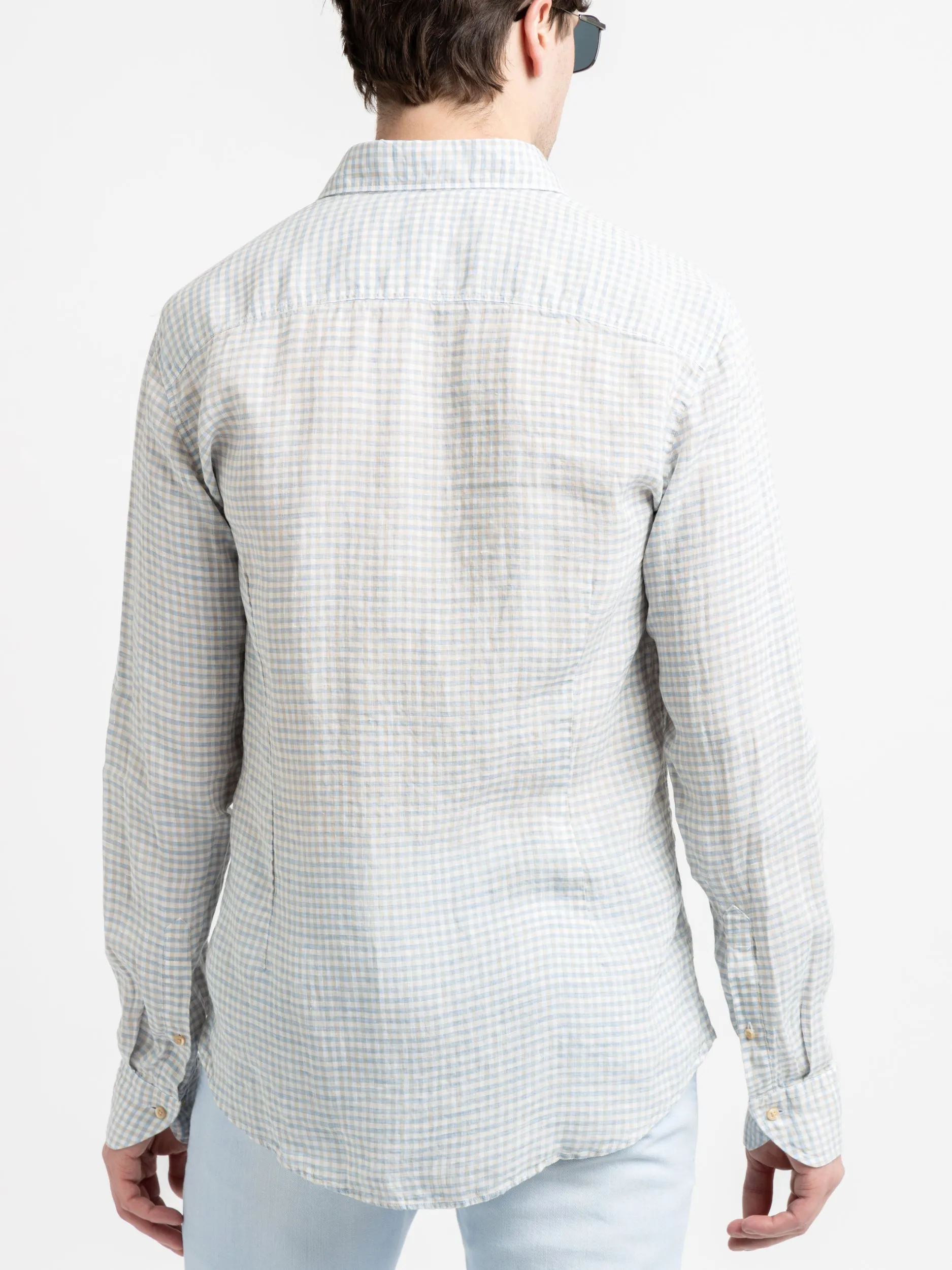 Blue Checked Linen Shirt