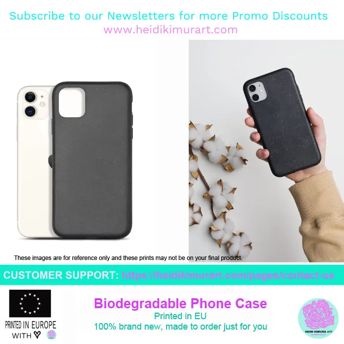 Blue Floral Biodegradable Phone Case, Flower Print Anti-Shock iPhone Case-Printed in EU