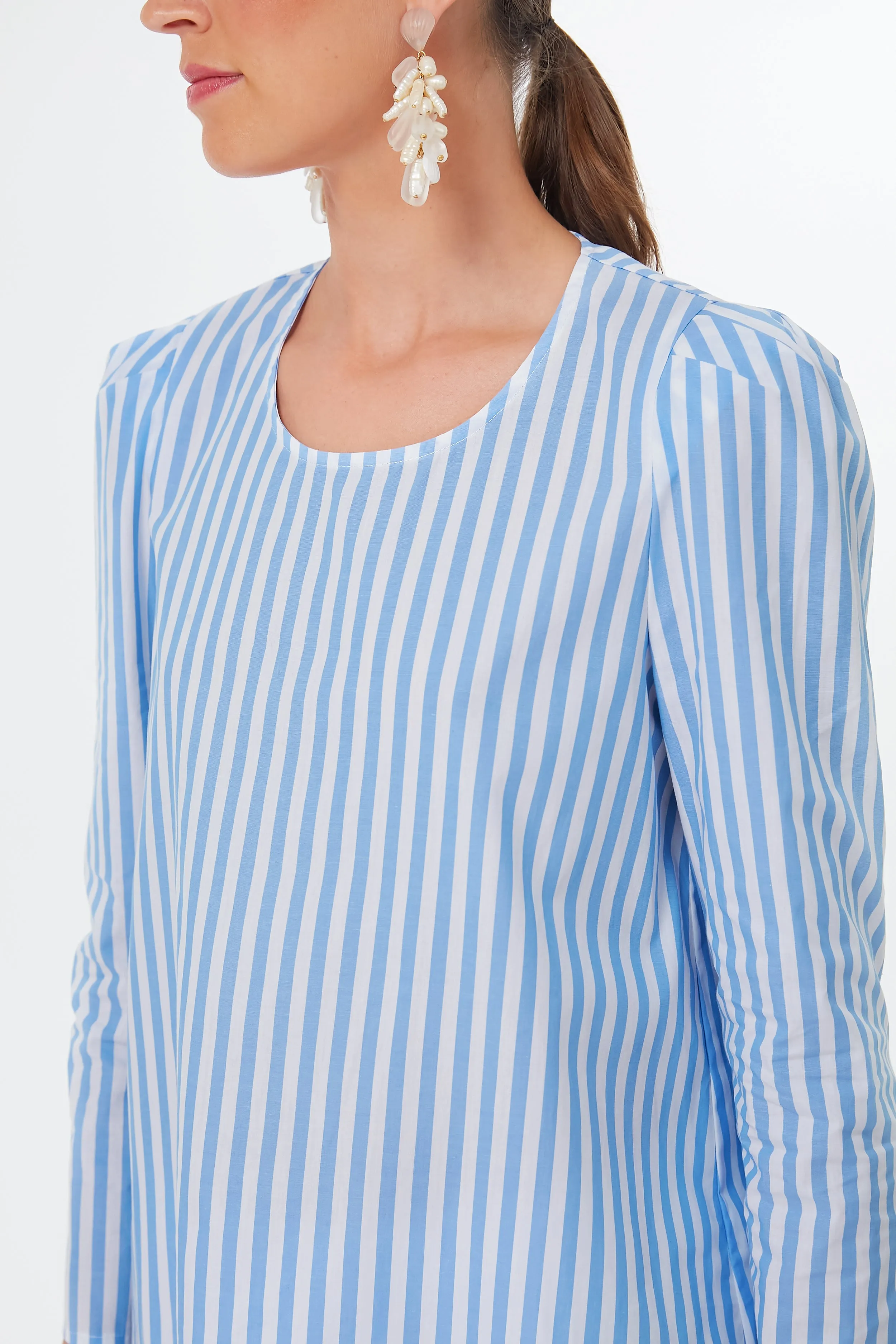 Blue Striped Bedford Top