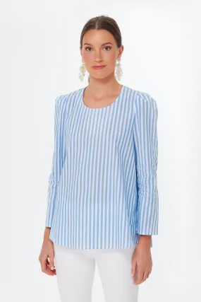 Blue Striped Bedford Top