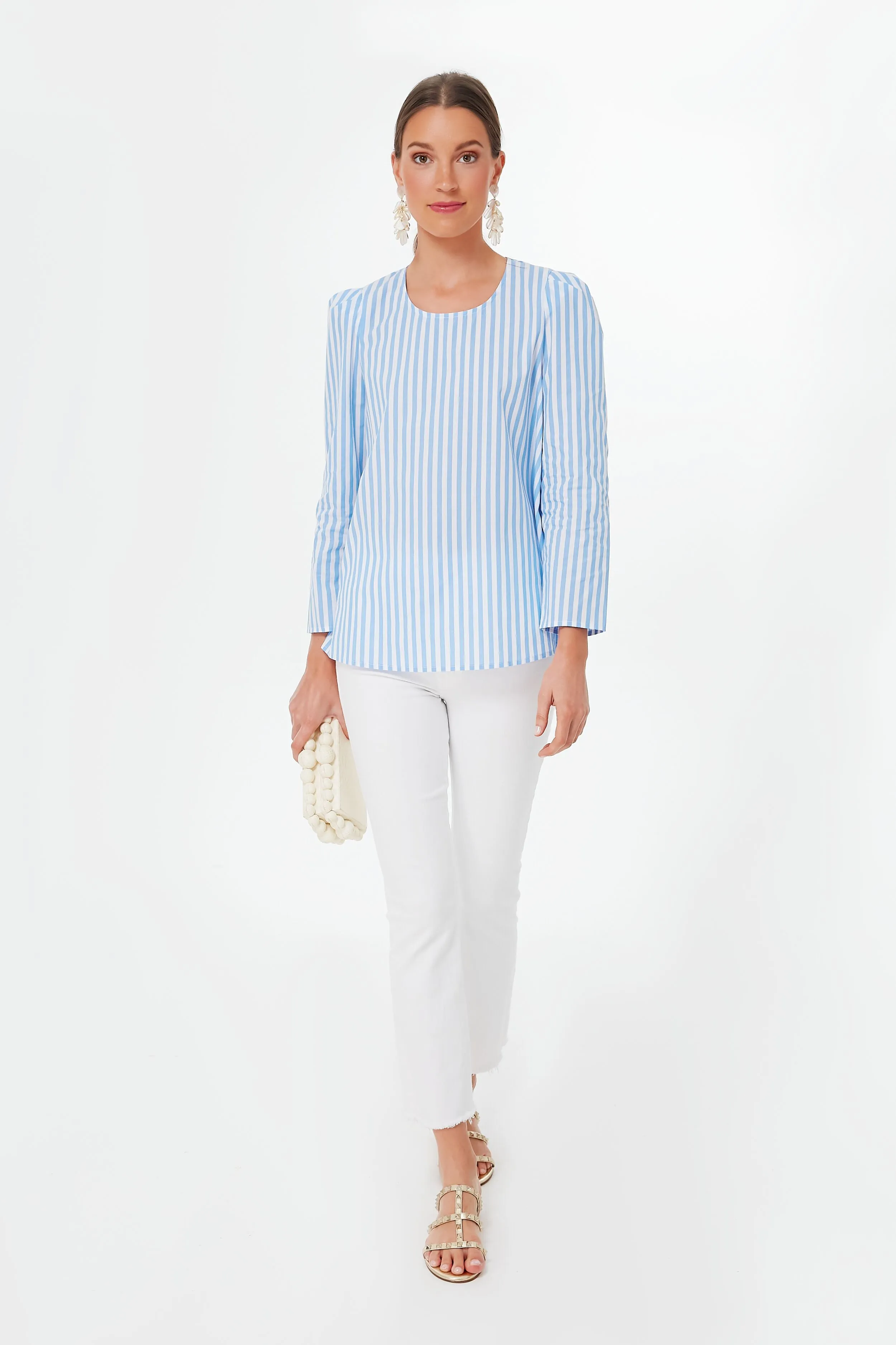 Blue Striped Bedford Top