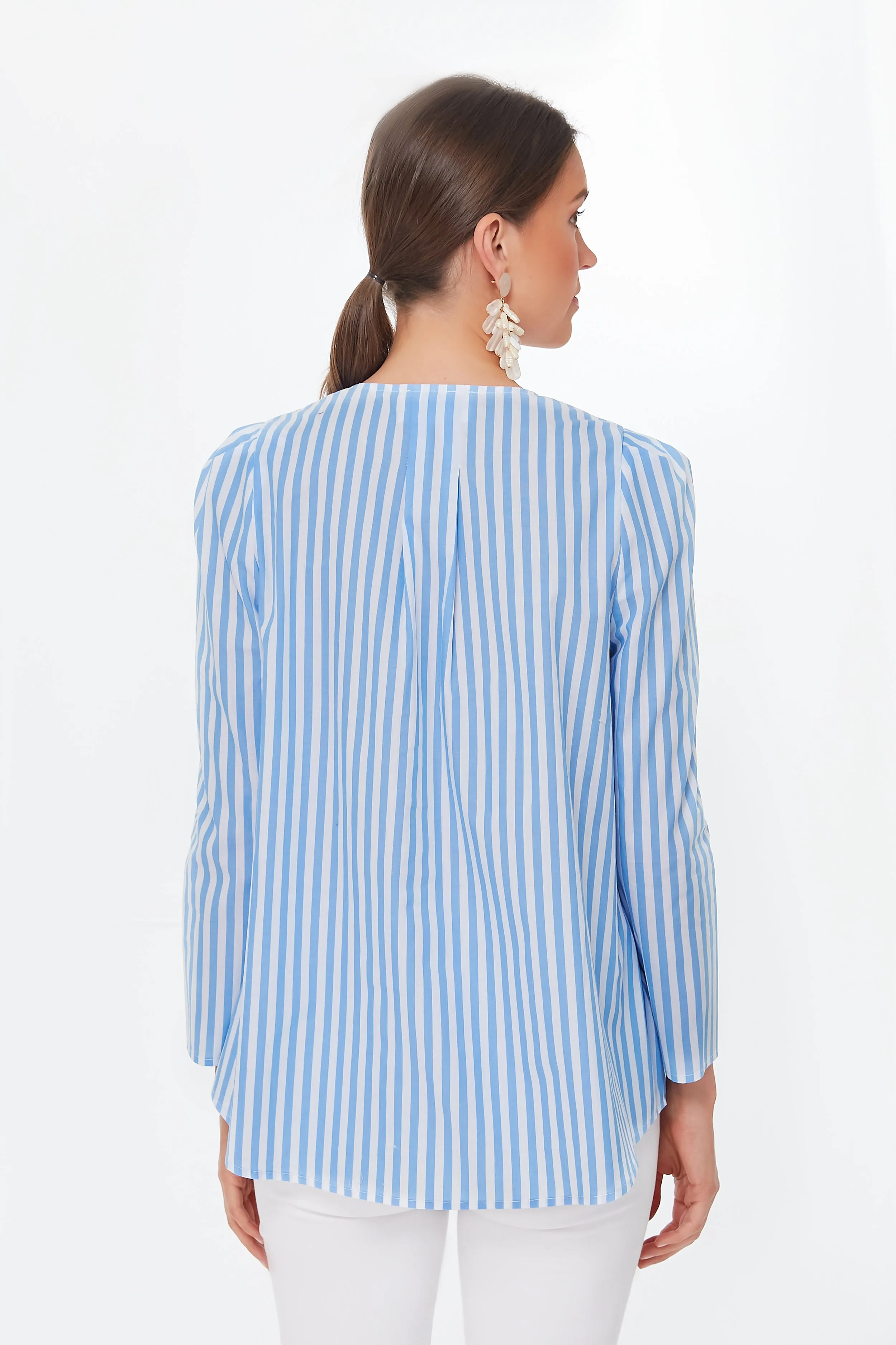 Blue Striped Bedford Top