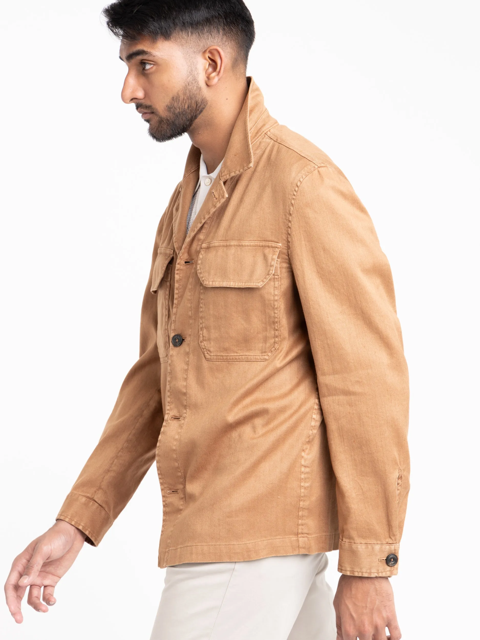 Brown Garment-Dyed Overshirt