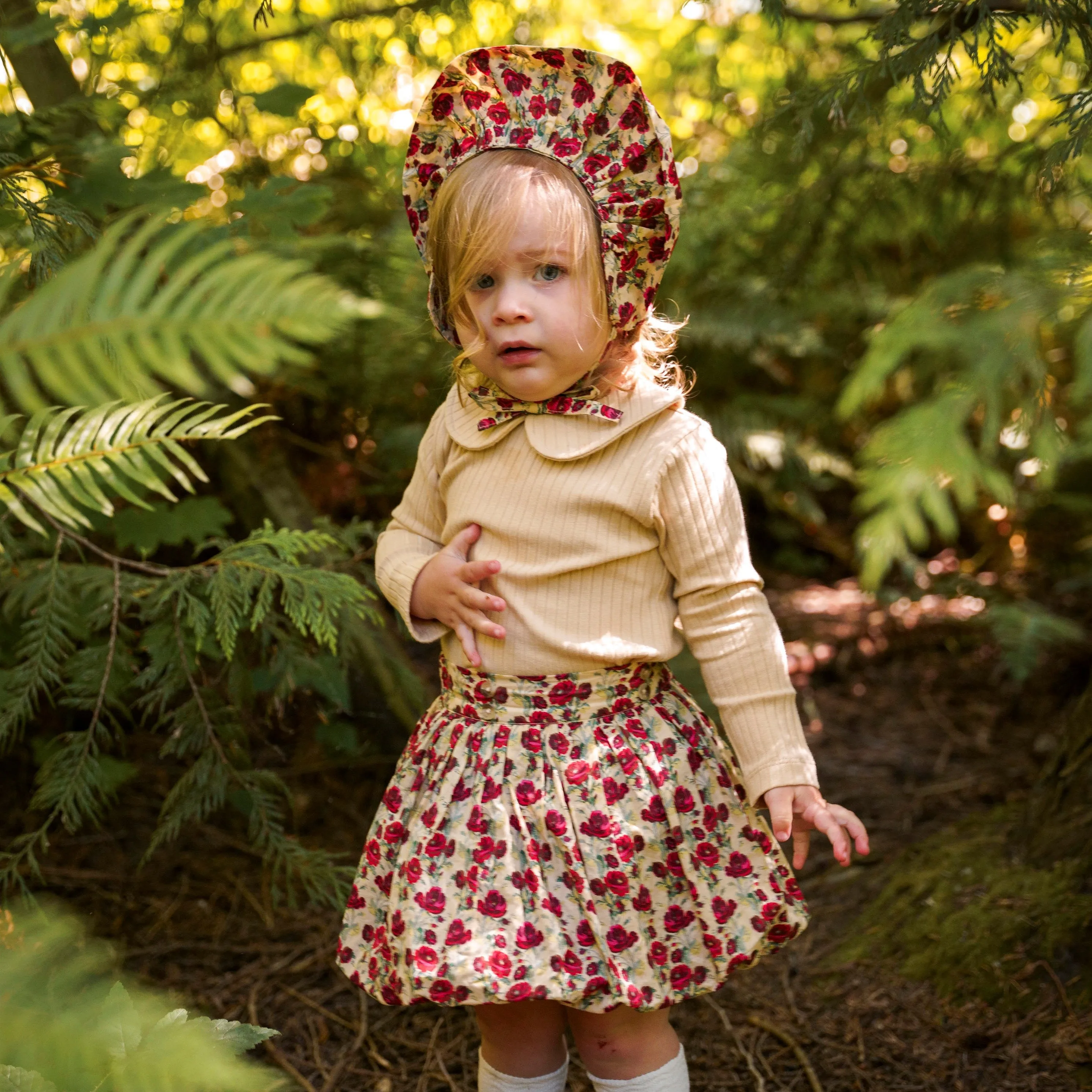 bubble skirt | ruby rose stripe | organic cotton woven