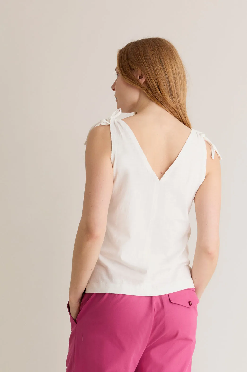 CELIA - Organic Cotton Vest Off White