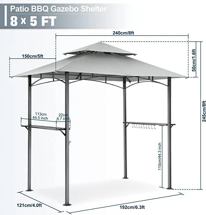 COBIZI Outdoor Grill Gazebo Double Tiered BBQ Gazebo 8'X5' BBQ Canopy