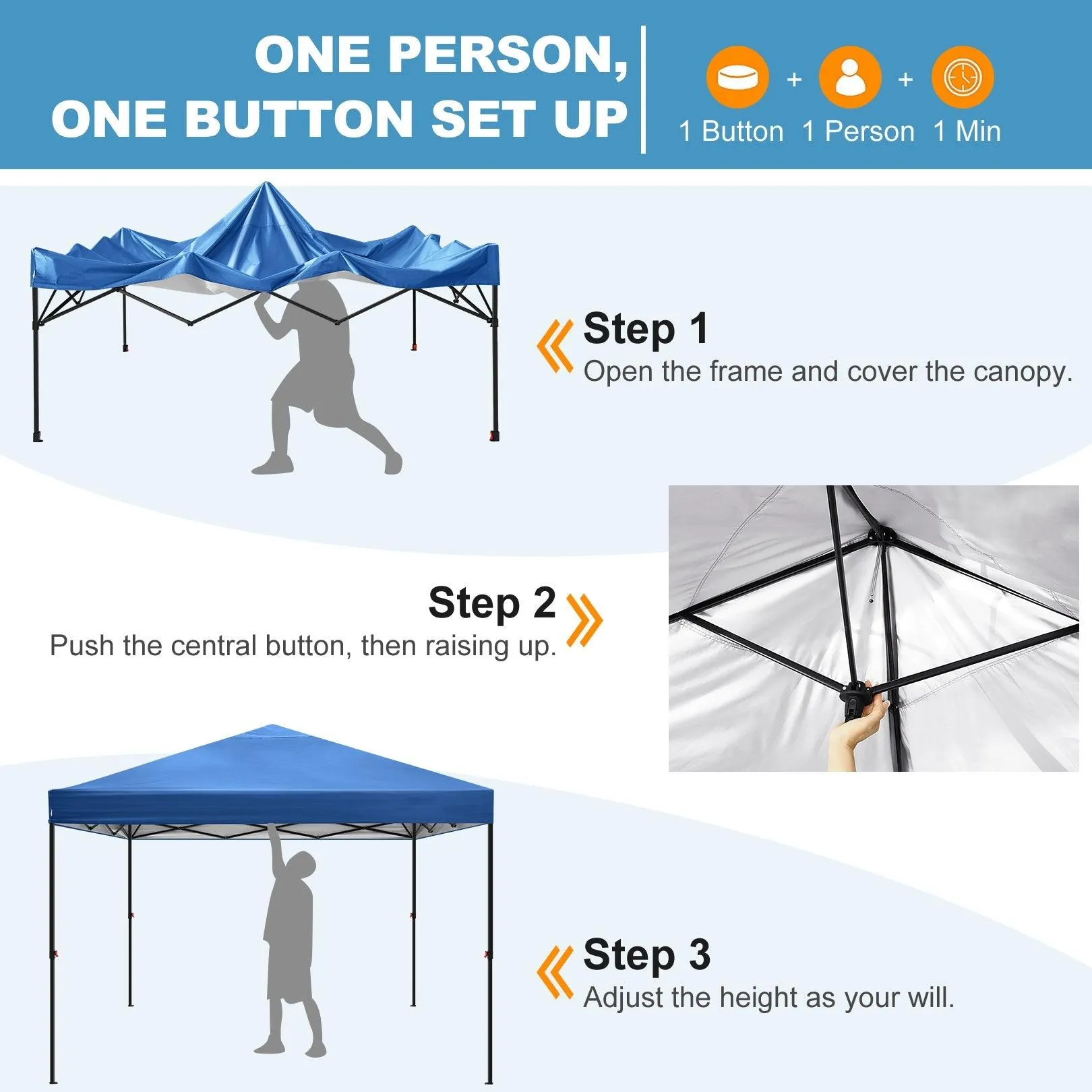 COBIZI Pop Up Canopy Gazebo Shade Party Tent 10'x10' with Carry Bag