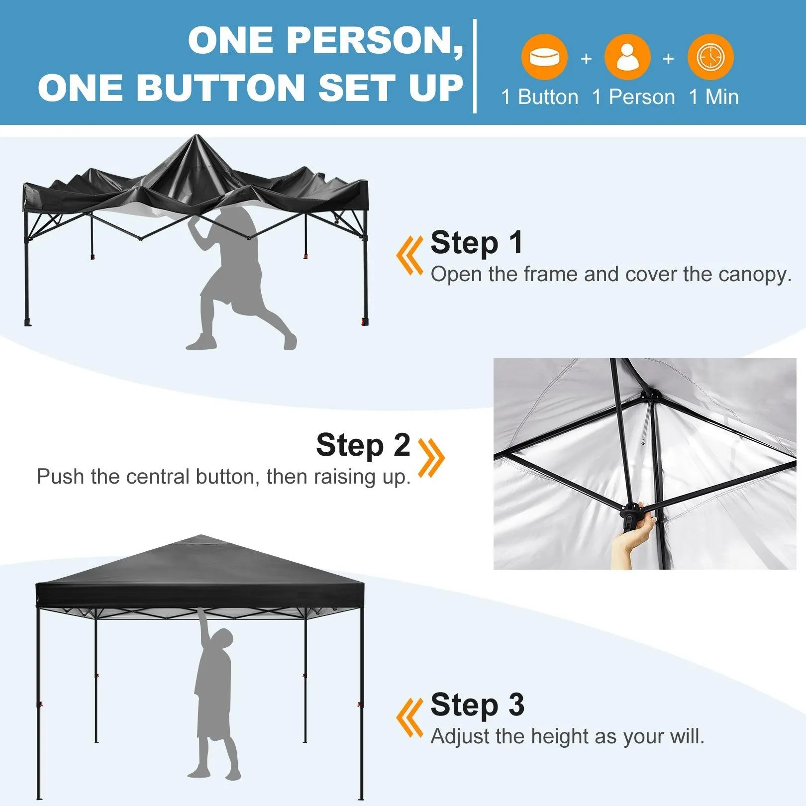 COBIZI Pop Up Canopy Gazebo Shade Party Tent 10'x10' with Carry Bag