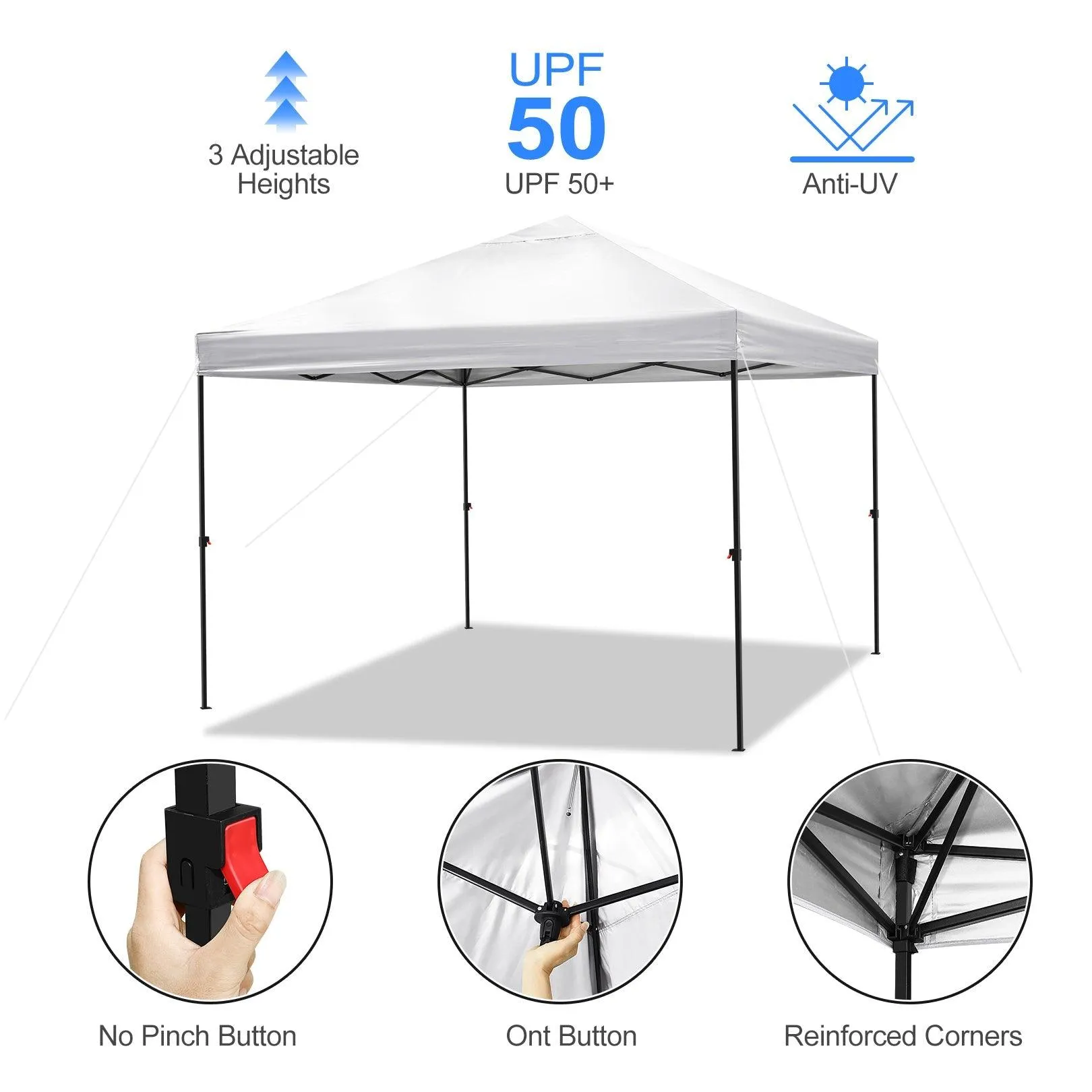 COBIZI Pop Up Canopy Gazebo Shade Party Tent 10'x10' with Carry Bag