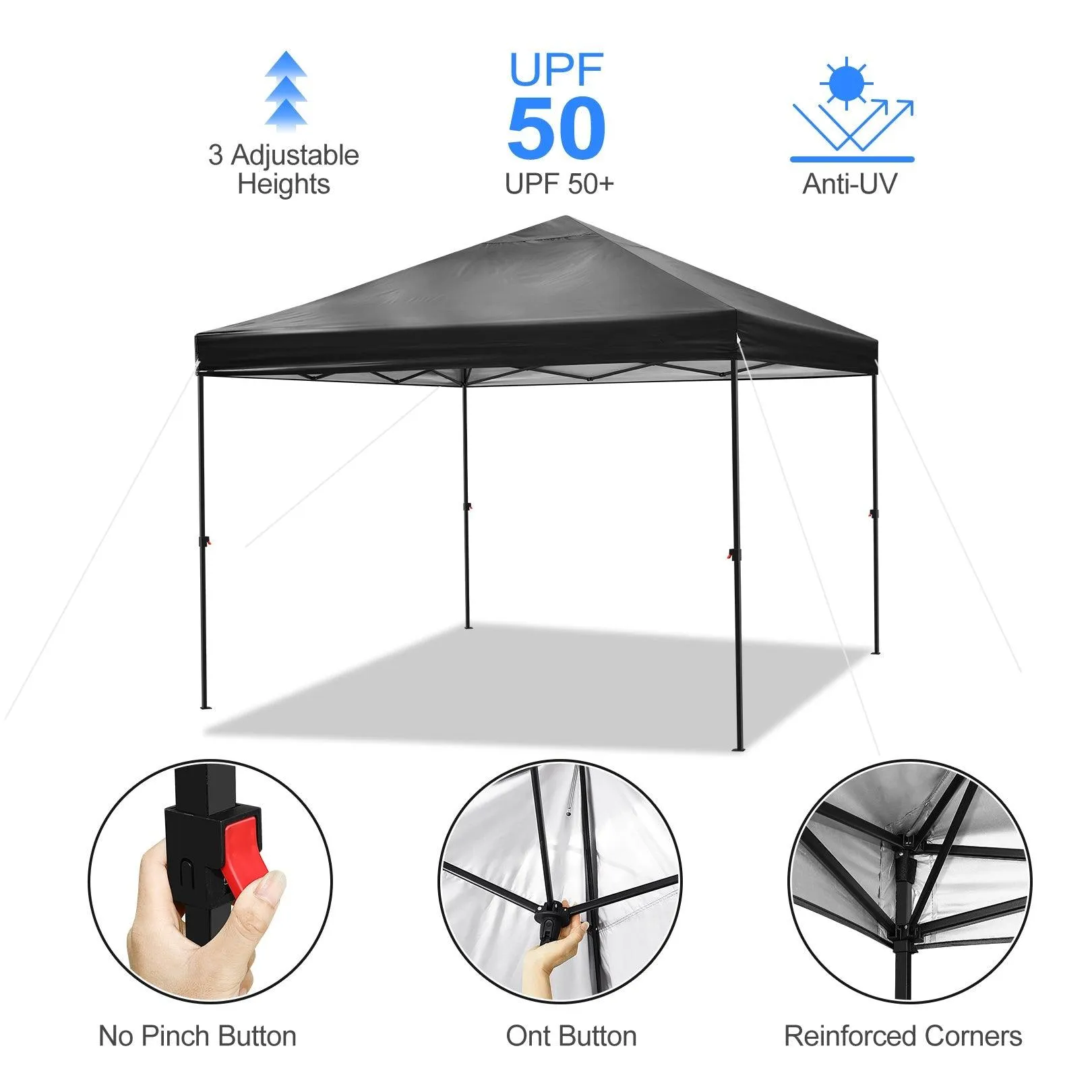 COBIZI Pop Up Canopy Gazebo Shade Party Tent 10'x10' with Carry Bag