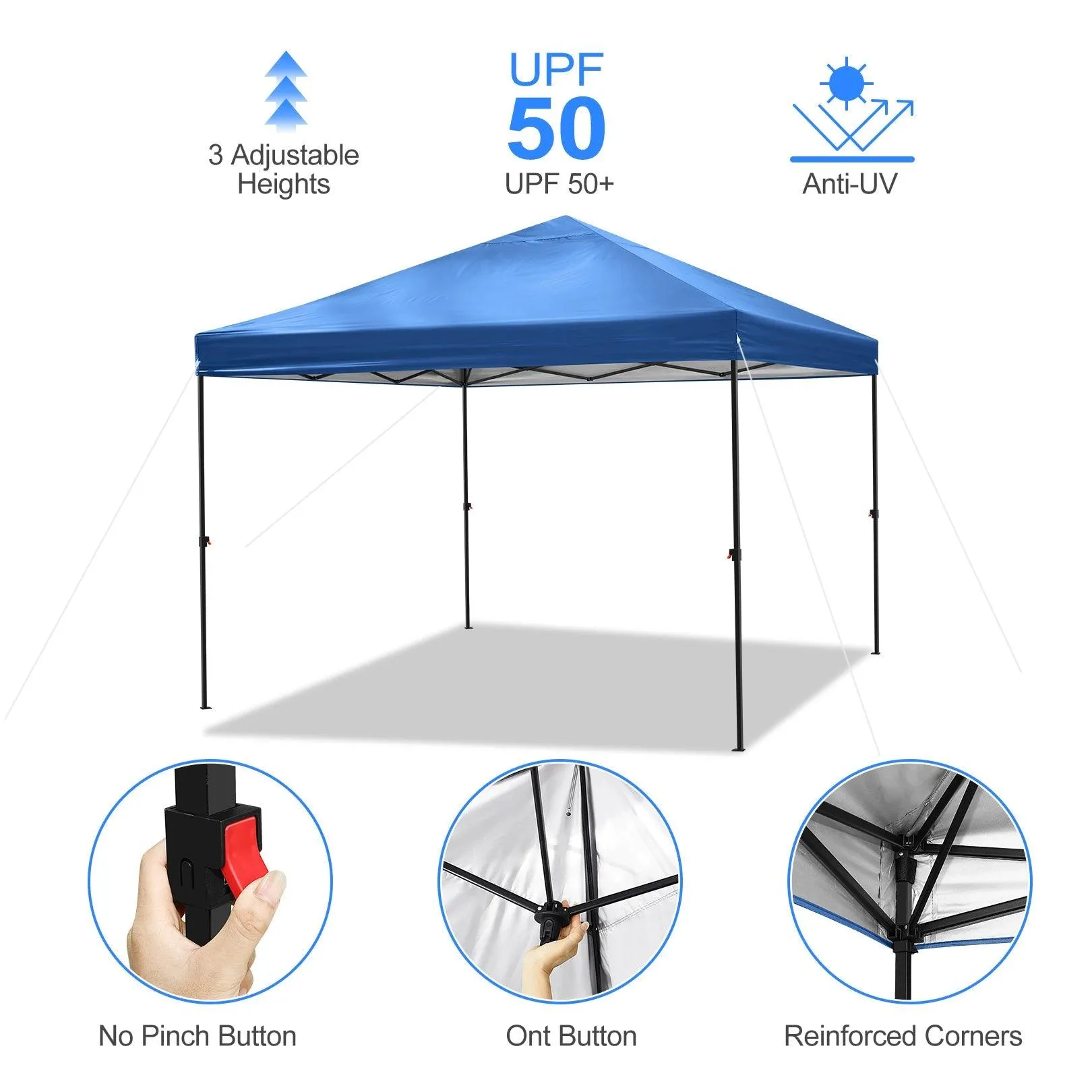 COBIZI Pop Up Canopy Gazebo Shade Party Tent 10'x10' with Carry Bag