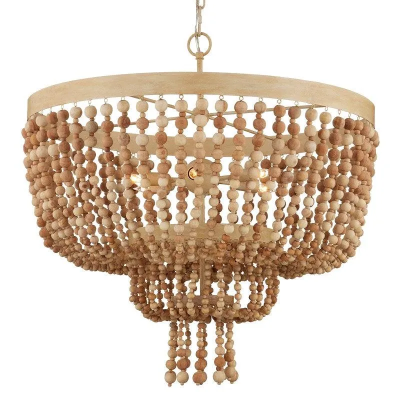 Coco Wood Beaded Pendant Chandelier