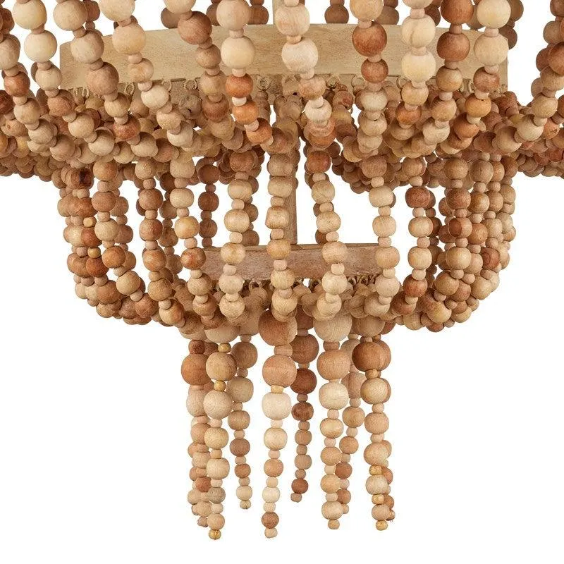 Coco Wood Beaded Pendant Chandelier