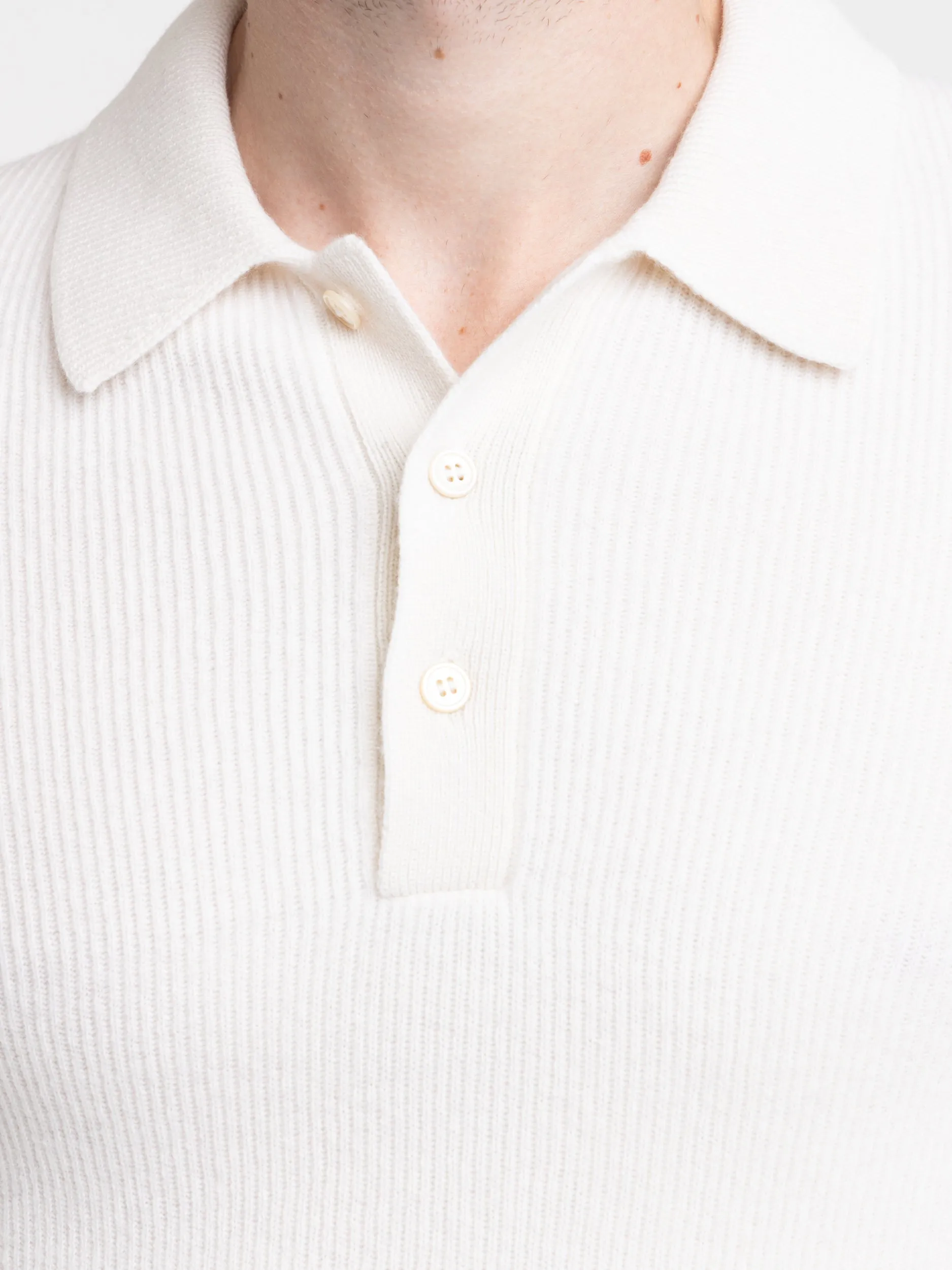 Cream White Cashmere Polo Sweater