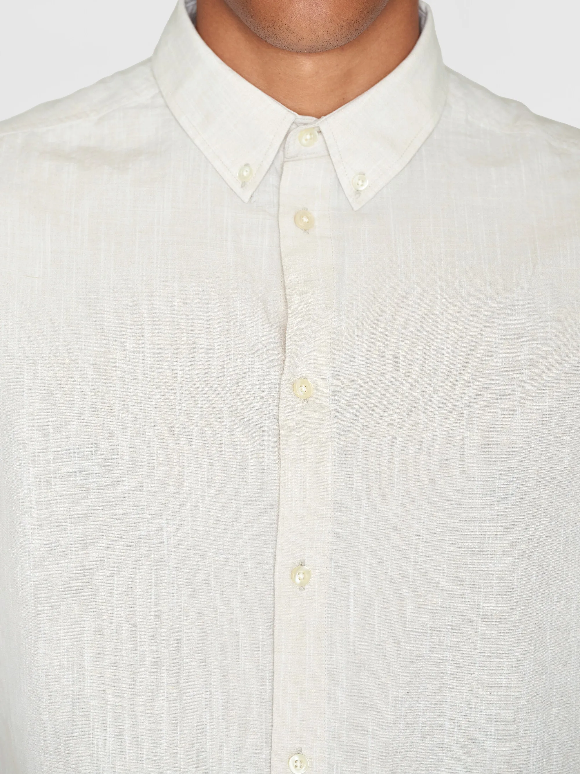 Custom fit linen shirt - Light feather gray