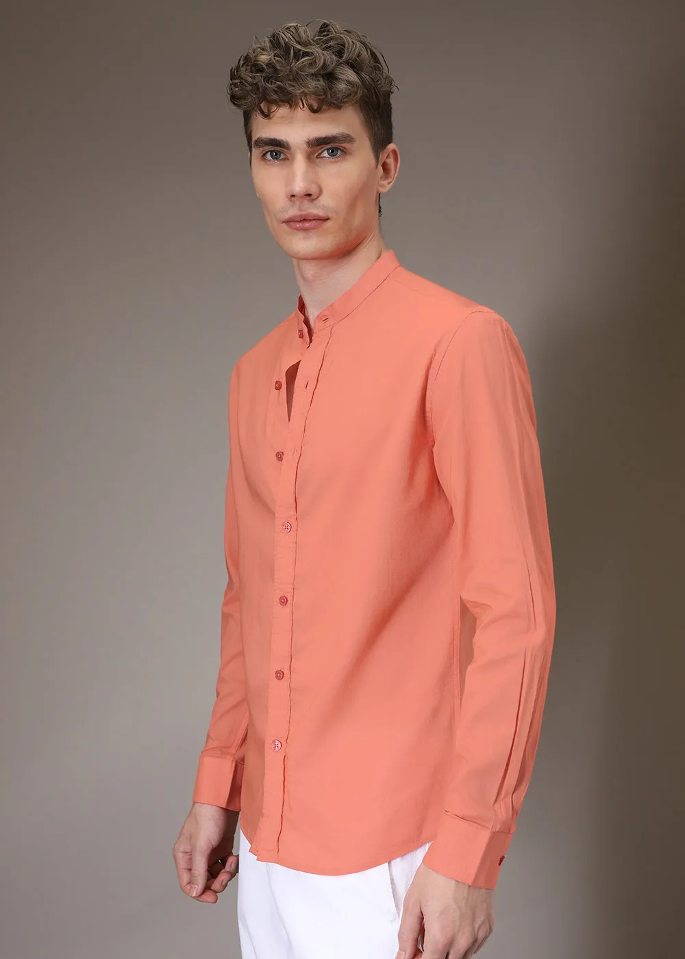 Dark Peach Cotton Shirt