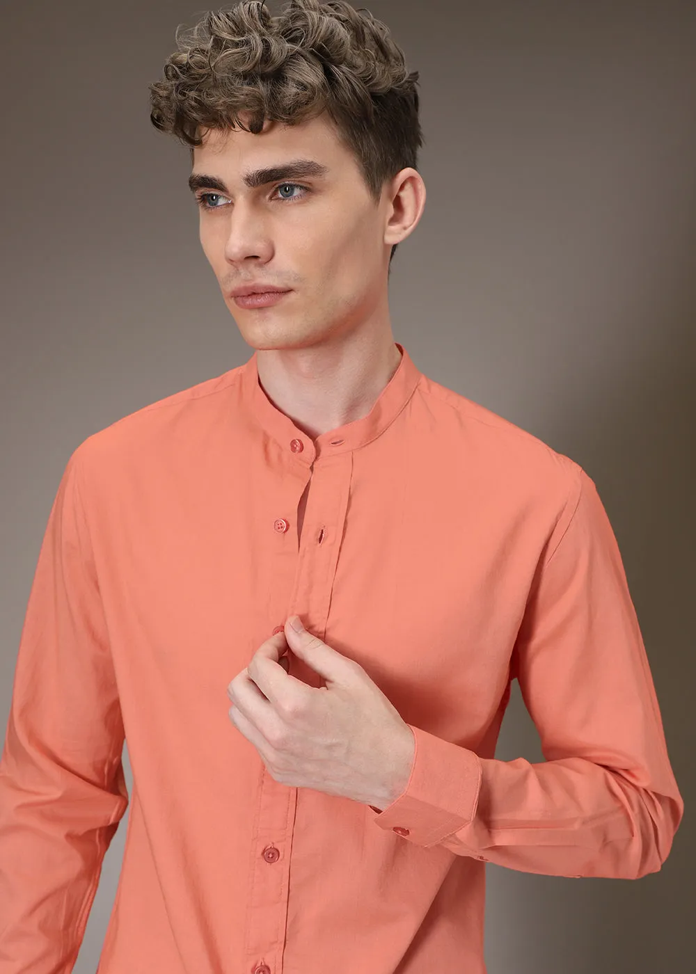 Dark Peach Cotton Shirt