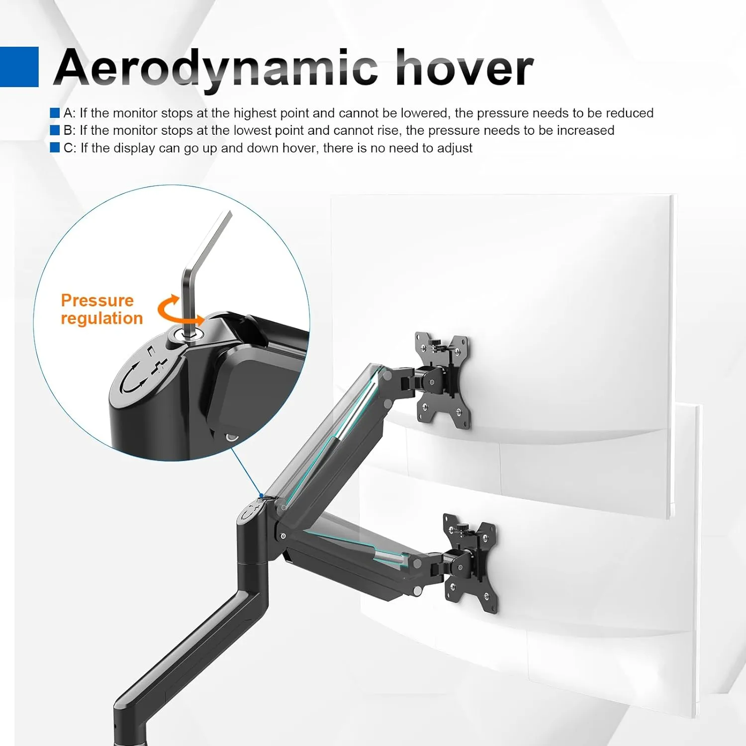 Dual Gas Spring Monitor Arm Desk Mount for 13-32 Inch Monitors