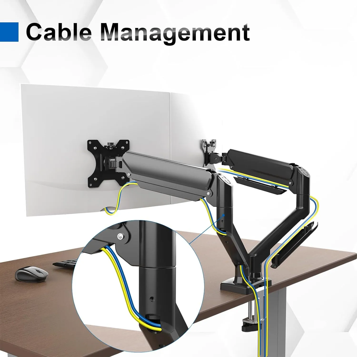 Dual Gas Spring Monitor Arm Desk Mount for 13-32 Inch Monitors