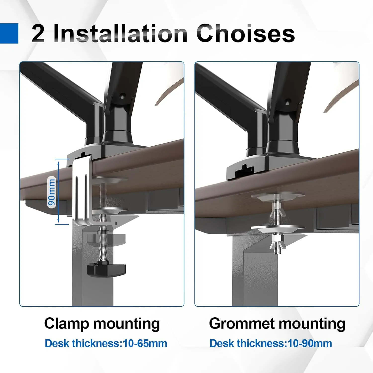 Dual Gas Spring Monitor Arm Desk Mount for 13-32 Inch Monitors