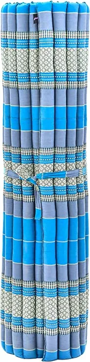 Fathers day gift Day bed Roll Out Mattress XL Large Foldout Mat relaxation, day bed, camping or Yoga Matt Natural Kapok Filled_ 105 x 200 cm BLUE