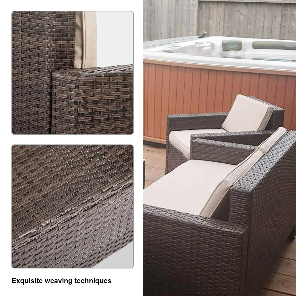 FDW Patio Furniture Set 4pcs Outdoor PE Rattan Wicker Sofa Garden Conversation Set Cushioned with Coffee Table Bistro Sets for Yard,Pool or Backyard