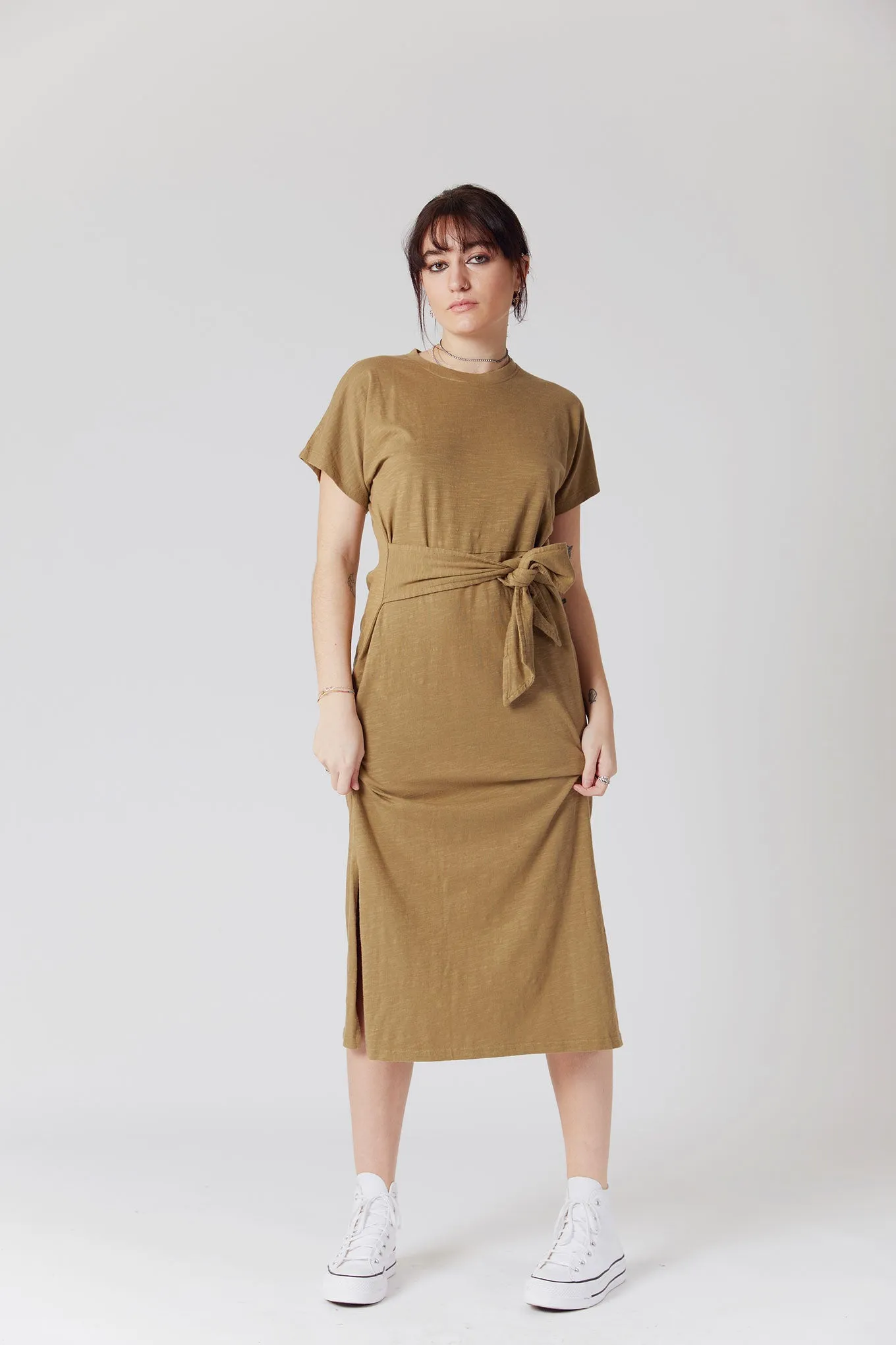 FONDA - Organic Cotton Jersey Dress Moss